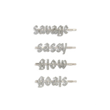 Clearance Sale diamond hair pins Special Font silver bo$$ queen glow goals Crystal letter Hair Pins alphabet Word Bobby Pin